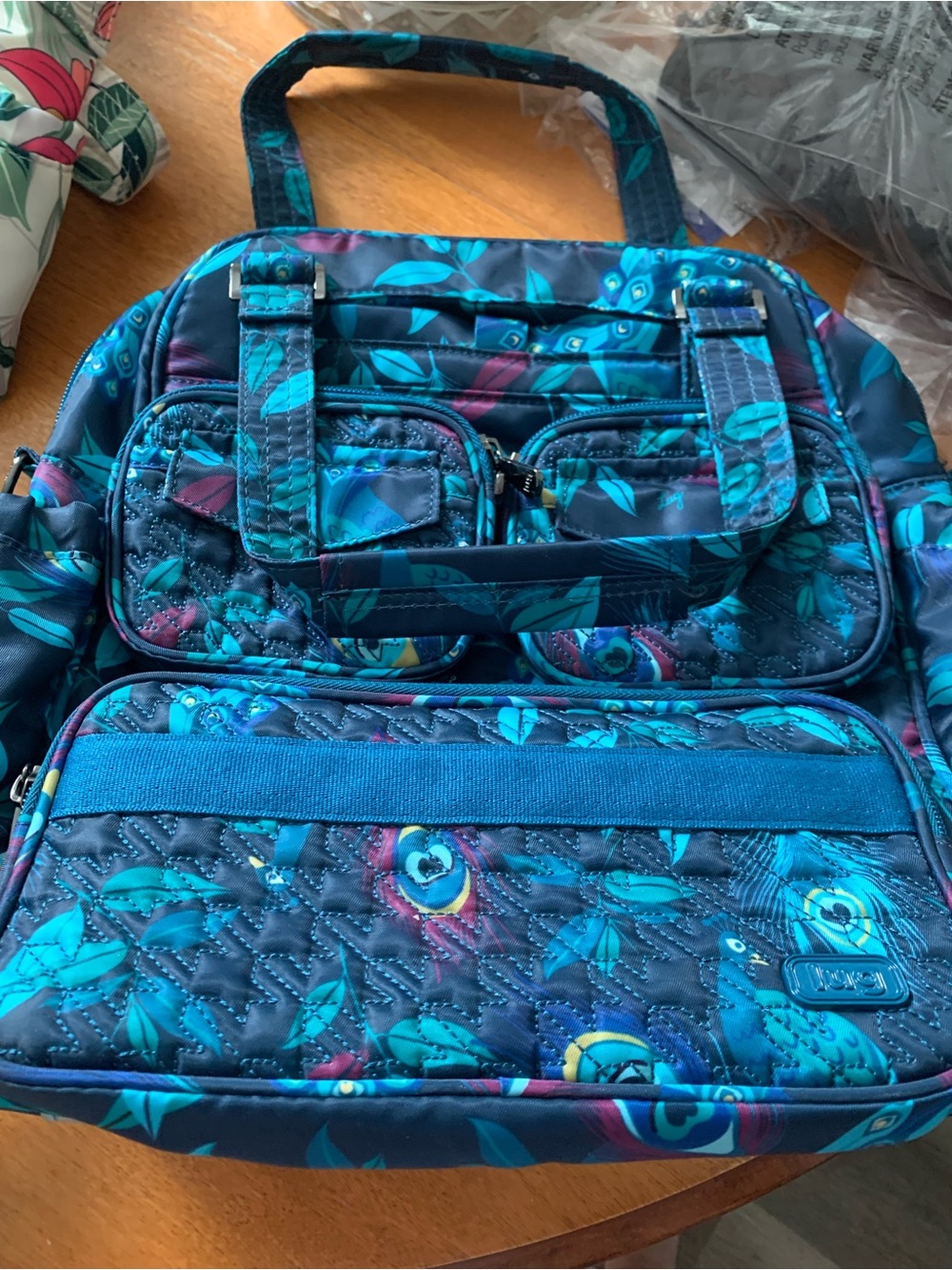 lug Teal and Blue Quilted Floral Tote Bag